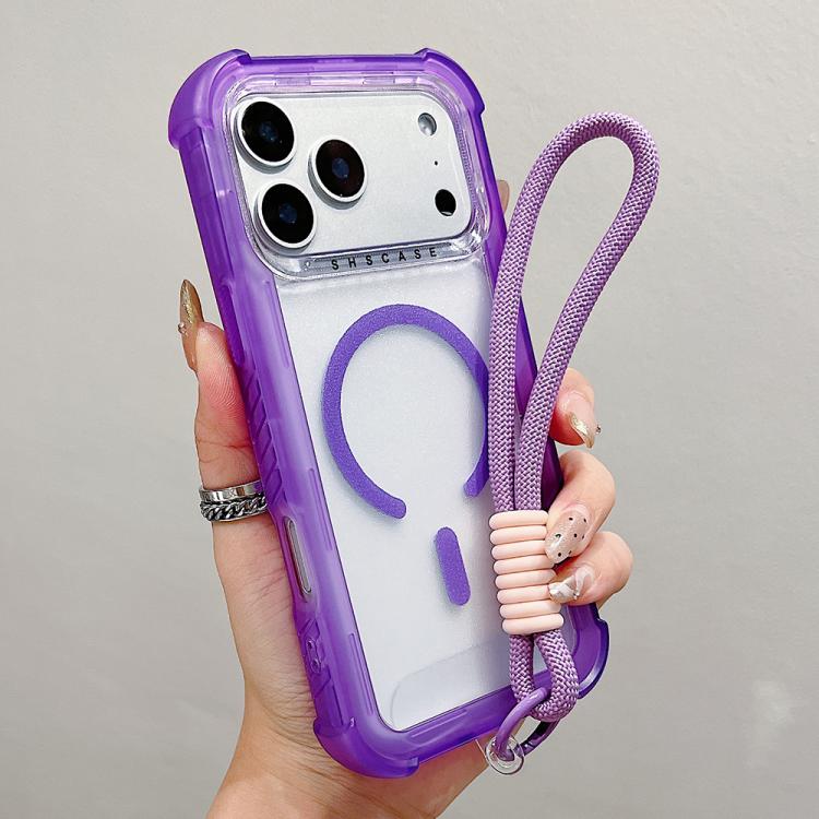 Transparent Matte TPU Hybrid PC 3-in-1 MagSafe Phone Case with Wrist Strap, For iPhone 17 Pro Max, For iPhone 17 Pro, For iPhone 17, For iPhone Air