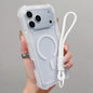 Transparent Matte TPU Hybrid PC 3-in-1 MagSafe Phone Case with Wrist Strap, For iPhone 17 Pro Max, For iPhone 17 Pro, For iPhone 17, For iPhone Air