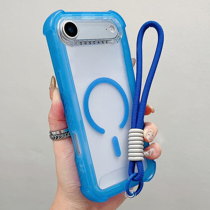Transparent Matte TPU Hybrid PC 3-in-1 MagSafe Phone Case with Wrist Strap, For iPhone 17 Pro Max, For iPhone 17 Pro, For iPhone 17, For iPhone Air