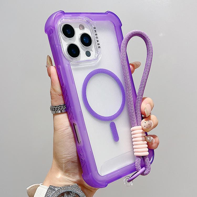 Transparent Matte TPU Hybrid PC 3-in-1 MagSafe Phone Case with Wrist Strap, For iPhone 16 Pro Max, For iPhone 16 Pro, For iPhone 16 Plus, For iPhone 16