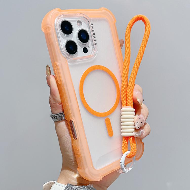 Transparent Matte TPU Hybrid PC 3-in-1 MagSafe Phone Case with Wrist Strap, For iPhone 16 Pro Max, For iPhone 16 Pro, For iPhone 16 Plus, For iPhone 16