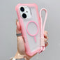 Transparent Matte TPU Hybrid PC 3-in-1 MagSafe Phone Case with Wrist Strap, For iPhone 16 Pro Max, For iPhone 16 Pro, For iPhone 16 Plus, For iPhone 16