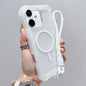 Transparent Matte TPU Hybrid PC 3-in-1 MagSafe Phone Case with Wrist Strap, For iPhone 16 Pro Max, For iPhone 16 Pro, For iPhone 16 Plus, For iPhone 16