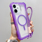 Transparent Matte TPU Hybrid PC 3-in-1 MagSafe Phone Case with Wrist Strap, For iPhone 16 Pro Max, For iPhone 16 Pro, For iPhone 16 Plus, For iPhone 16