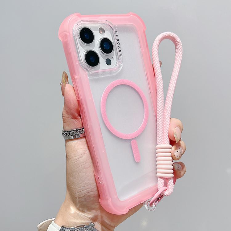 Transparent Matte TPU Hybrid PC 3-in-1 MagSafe Phone Case with Wrist Strap, For iPhone 14 Plus, For iPhone 14, For iPhone 14 Pro, For iPhone 14 Pro Max