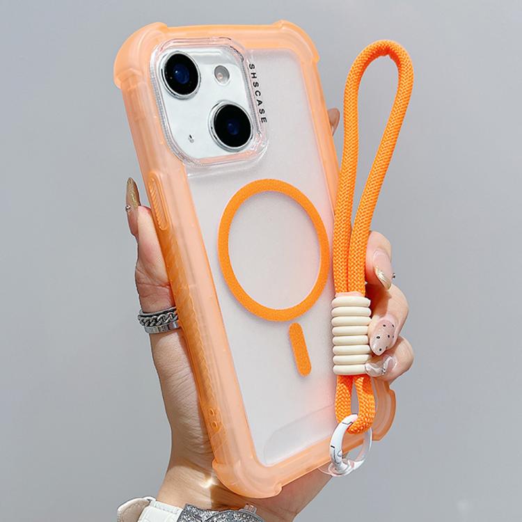 Transparent Matte TPU Hybrid PC 3-in-1 MagSafe Phone Case with Wrist Strap, For iPhone 14 Plus, For iPhone 14, For iPhone 14 Pro, For iPhone 14 Pro Max