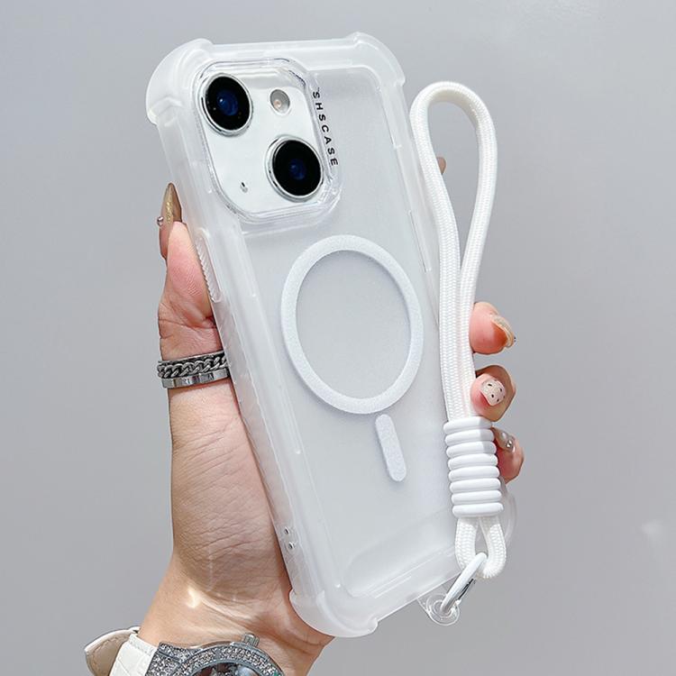 Transparent Matte TPU Hybrid PC 3-in-1 MagSafe Phone Case with Wrist Strap, For iPhone 14 Plus, For iPhone 14, For iPhone 14 Pro, For iPhone 14 Pro Max