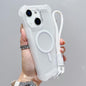 Transparent Matte TPU Hybrid PC 3-in-1 MagSafe Phone Case with Wrist Strap, For iPhone 14 Plus, For iPhone 14, For iPhone 14 Pro, For iPhone 14 Pro Max