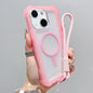 Transparent Matte TPU Hybrid PC 3-in-1 MagSafe Phone Case with Wrist Strap, For iPhone 14 Plus, For iPhone 14, For iPhone 14 Pro, For iPhone 14 Pro Max