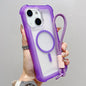 Transparent Matte TPU Hybrid PC 3-in-1 MagSafe Phone Case with Wrist Strap, For iPhone 14 Plus, For iPhone 14, For iPhone 14 Pro, For iPhone 14 Pro Max