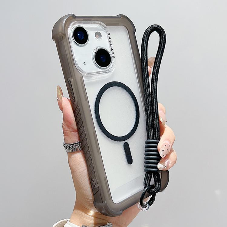 Transparent Matte TPU Hybrid PC 3-in-1 MagSafe Phone Case with Wrist Strap, For iPhone 13 Pro Max, For iPhone 13 Pro, For iPhone 13, For iPhone 12 Pro Max