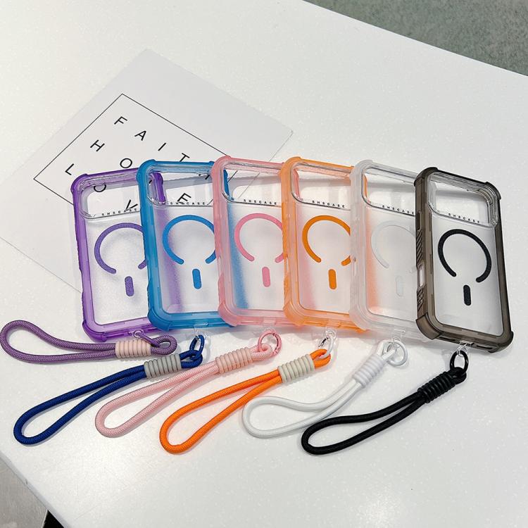 Transparent Matte TPU Hybrid PC 3-in-1 MagSafe Phone Case with Wrist Strap, For iPhone 16 Pro Max, For iPhone 16 Pro, For iPhone 16 Plus, For iPhone 16
