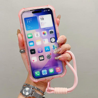 Transparent Matte TPU Hybrid PC 3-in-1 MagSafe Phone Case with Wrist Strap, For iPhone 17 Pro Max, For iPhone 17 Pro, For iPhone 17, For iPhone Air