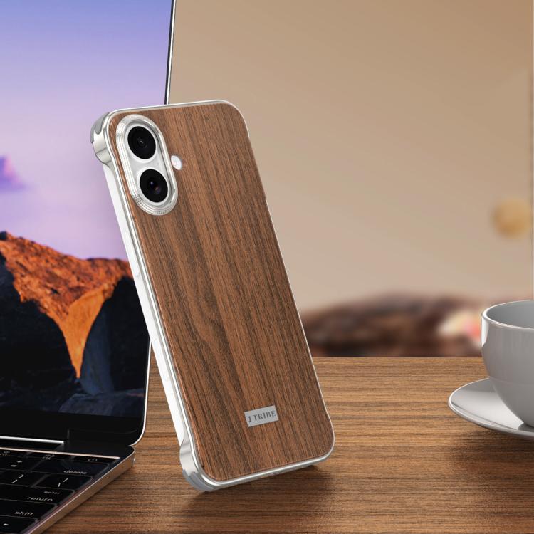 J TRIBE Metal Frameless Wood Texture MagSafe Phone Case, For iPhone 18 Pro / 17 Pro, For iPhone 18 Pro Max / 17 Pro Max, For iPhone 17, For iPhone Air, For iPhone 16 Pro Max, For iPhone 16 Pro, For iPhone 15 Pro Max, For iPhone 15 Pro