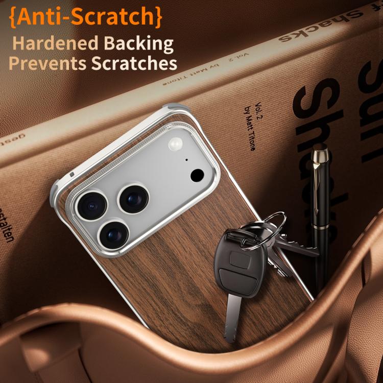 J TRIBE Metal Frameless Wood Texture MagSafe Phone Case, For iPhone 18 Pro / 17 Pro, For iPhone 18 Pro Max / 17 Pro Max, For iPhone 17, For iPhone Air, For iPhone 16 Pro Max, For iPhone 16 Pro, For iPhone 15 Pro Max, For iPhone 15 Pro