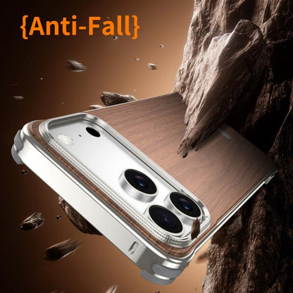 J TRIBE Metal Frameless Wood Texture MagSafe Phone Case, For iPhone 18 Pro / 17 Pro, For iPhone 18 Pro Max / 17 Pro Max, For iPhone 17, For iPhone Air, For iPhone 16 Pro Max, For iPhone 16 Pro, For iPhone 15 Pro Max, For iPhone 15 Pro