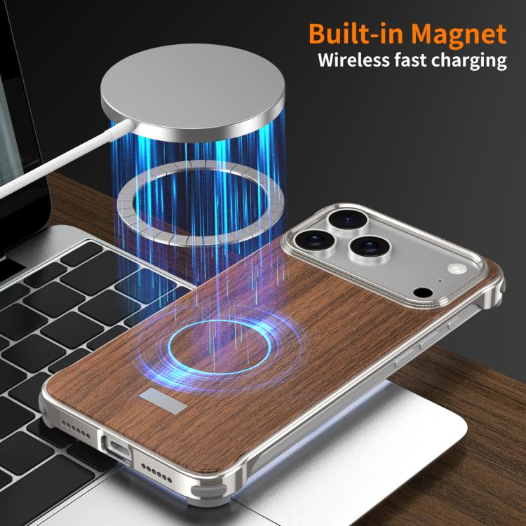 J TRIBE Metal Frameless Wood Texture MagSafe Phone Case, For iPhone 18 Pro / 17 Pro, For iPhone 18 Pro Max / 17 Pro Max, For iPhone 17, For iPhone Air, For iPhone 16 Pro Max, For iPhone 16 Pro, For iPhone 15 Pro Max, For iPhone 15 Pro