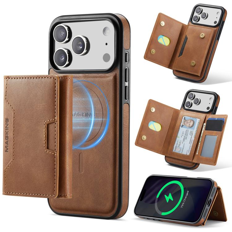 MAGKING K4 Series MagSafe RFID Tri-fold Card Bag Detachable Phone Case, For iPhone 18 Pro / 17 Pro, For iPhone 18 Pro Max / 17 Pro Max, For iPhone 17e / 16e, For iPhone 17