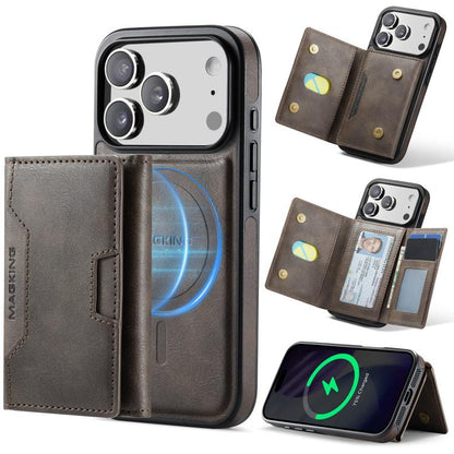 MAGKING K4 Series MagSafe RFID Tri-fold Card Bag Detachable Phone Case, For iPhone 18 Pro / 17 Pro, For iPhone 18 Pro Max / 17 Pro Max, For iPhone 17e / 16e, For iPhone 17