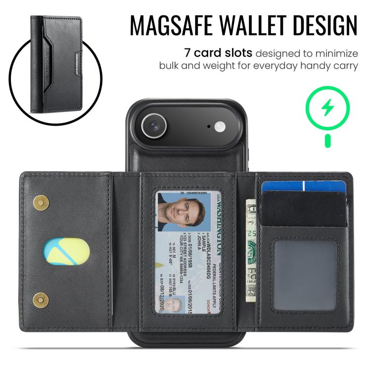MAGKING K4 Series MagSafe RFID Tri-fold Card Bag Detachable Phone Case, For iPhone Air, For iPhone 16 Pro Max, For iPhone 16 Pro, For iPhone 16 Plus