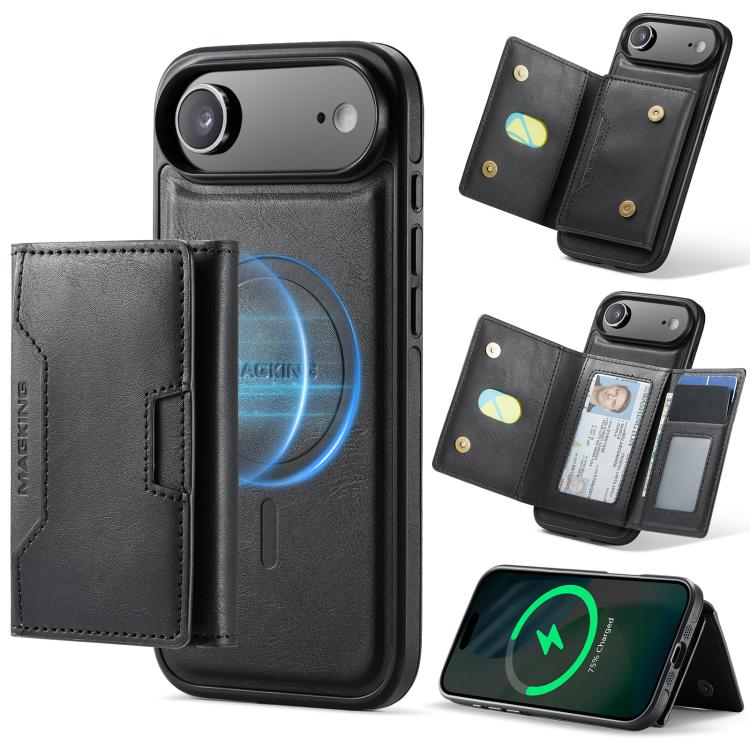MAGKING K4 Series MagSafe RFID Tri-fold Card Bag Detachable Phone Case, For iPhone Air, For iPhone 16 Pro Max, For iPhone 16 Pro, For iPhone 16 Plus