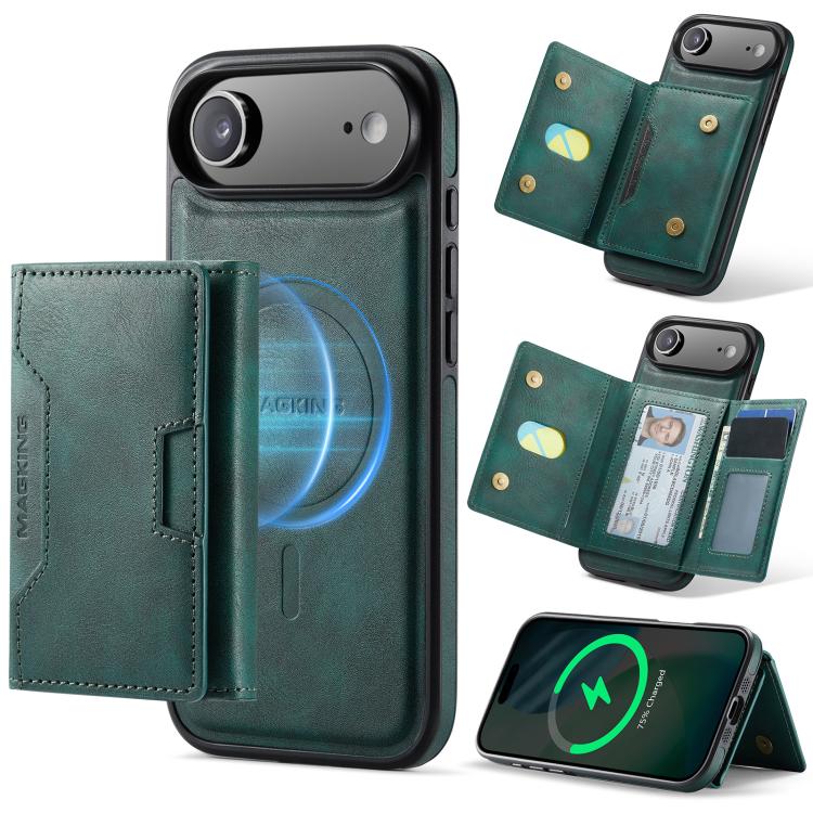 MAGKING K4 Series MagSafe RFID Tri-fold Card Bag Detachable Phone Case, For iPhone Air, For iPhone 16 Pro Max, For iPhone 16 Pro, For iPhone 16 Plus
