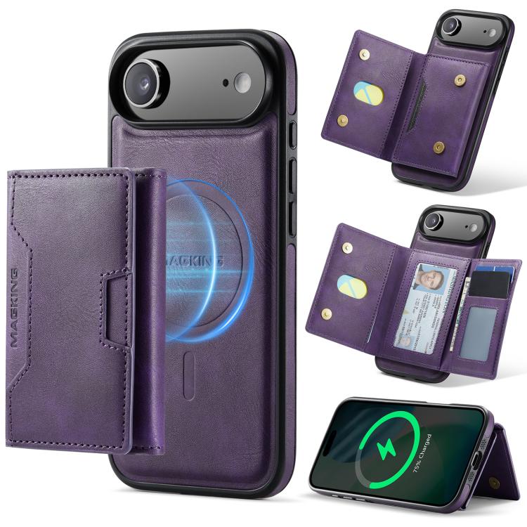 MAGKING K4 Series MagSafe RFID Tri-fold Card Bag Detachable Phone Case, For iPhone Air, For iPhone 16 Pro Max, For iPhone 16 Pro, For iPhone 16 Plus