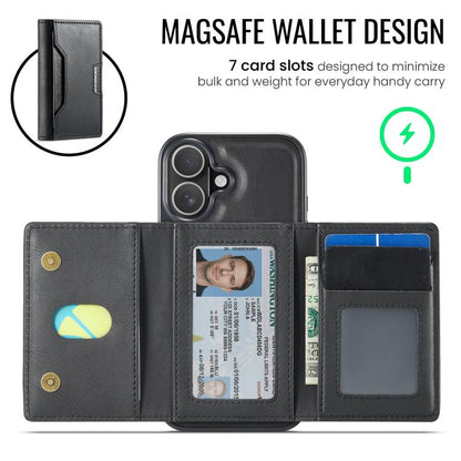 MAGKING K4 Series MagSafe RFID Tri-fold Card Bag Detachable Phone Case, For iPhone 16, For iPhone 15 Pro Max, For iPhone 15 Pro, For iPhone 15 Plus