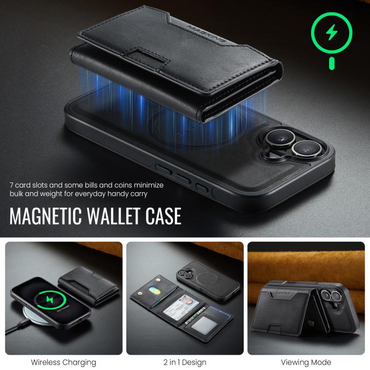 MAGKING K4 Series MagSafe RFID Tri-fold Card Bag Detachable Phone Case, For iPhone 16, For iPhone 15 Pro Max, For iPhone 15 Pro, For iPhone 15 Plus