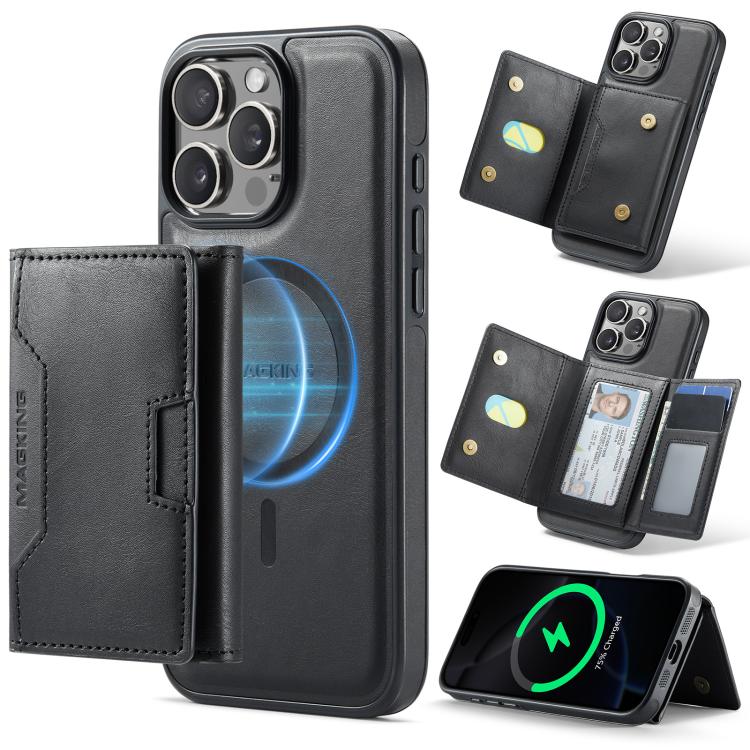 MAGKING K4 Series MagSafe RFID Tri-fold Card Bag Detachable Phone Case, For iPhone Air, For iPhone 16 Pro Max, For iPhone 16 Pro, For iPhone 16 Plus