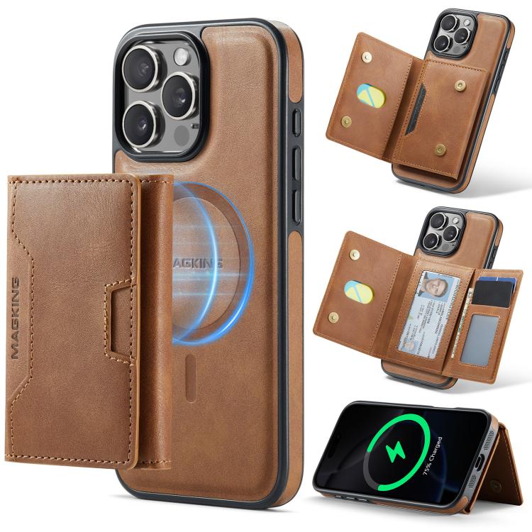MAGKING K4 Series MagSafe RFID Tri-fold Card Bag Detachable Phone Case, For iPhone Air, For iPhone 16 Pro Max, For iPhone 16 Pro, For iPhone 16 Plus