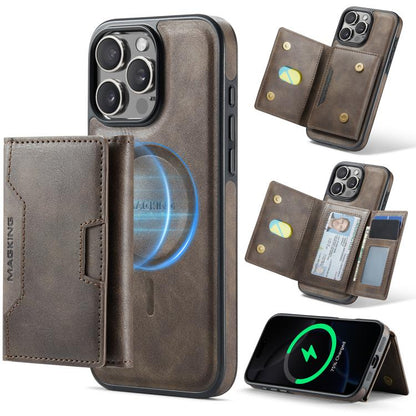 MAGKING K4 Series MagSafe RFID Tri-fold Card Bag Detachable Phone Case, For iPhone Air, For iPhone 16 Pro Max, For iPhone 16 Pro, For iPhone 16 Plus