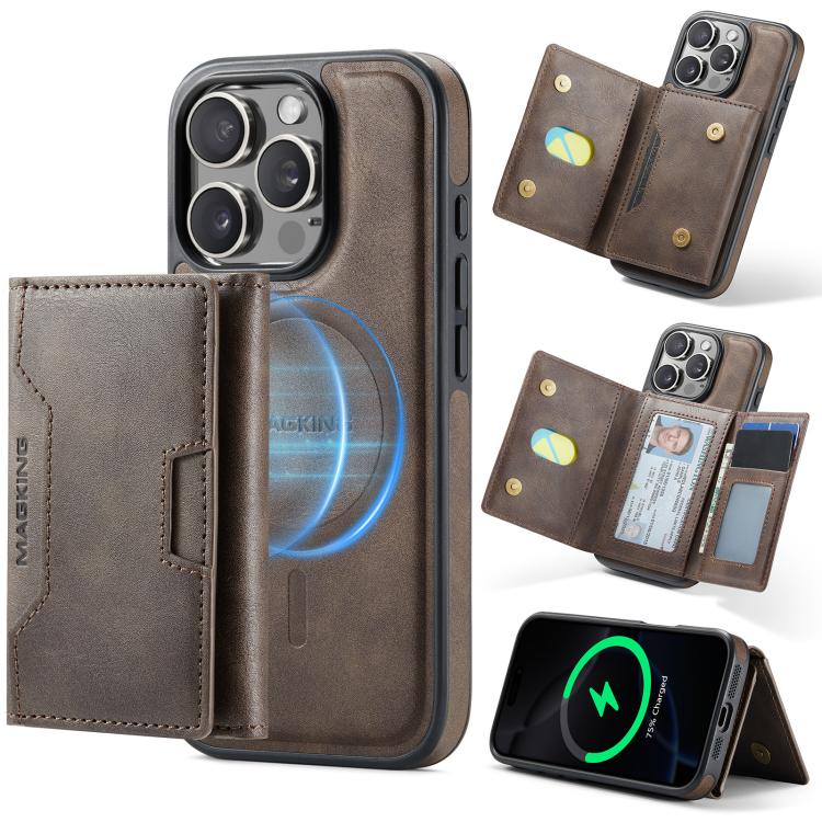 MAGKING K4 Series MagSafe RFID Tri-fold Card Bag Detachable Phone Case, For iPhone Air, For iPhone 16 Pro Max, For iPhone 16 Pro, For iPhone 16 Plus