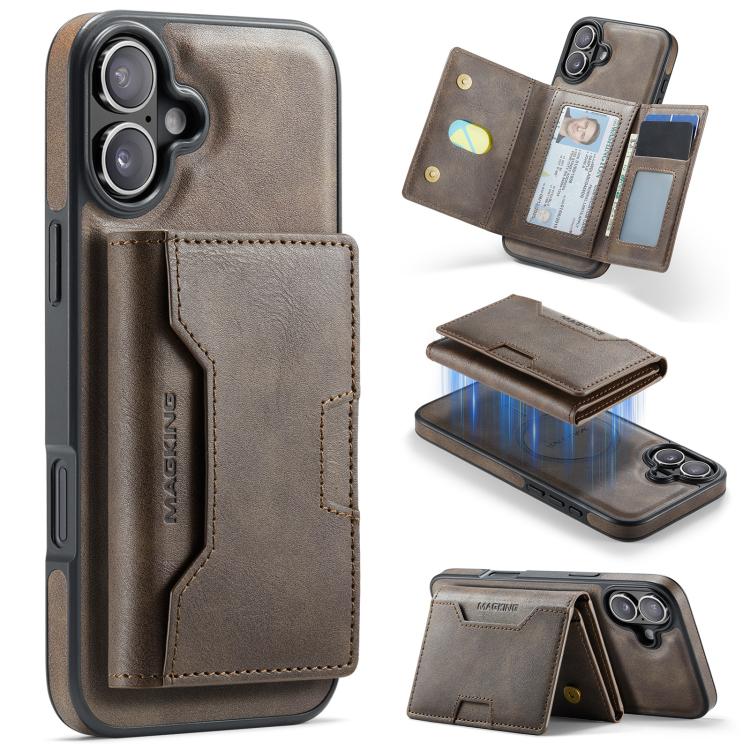 MAGKING K4 Series MagSafe RFID Tri-fold Card Bag Detachable Phone Case, For iPhone Air, For iPhone 16 Pro Max, For iPhone 16 Pro, For iPhone 16 Plus
