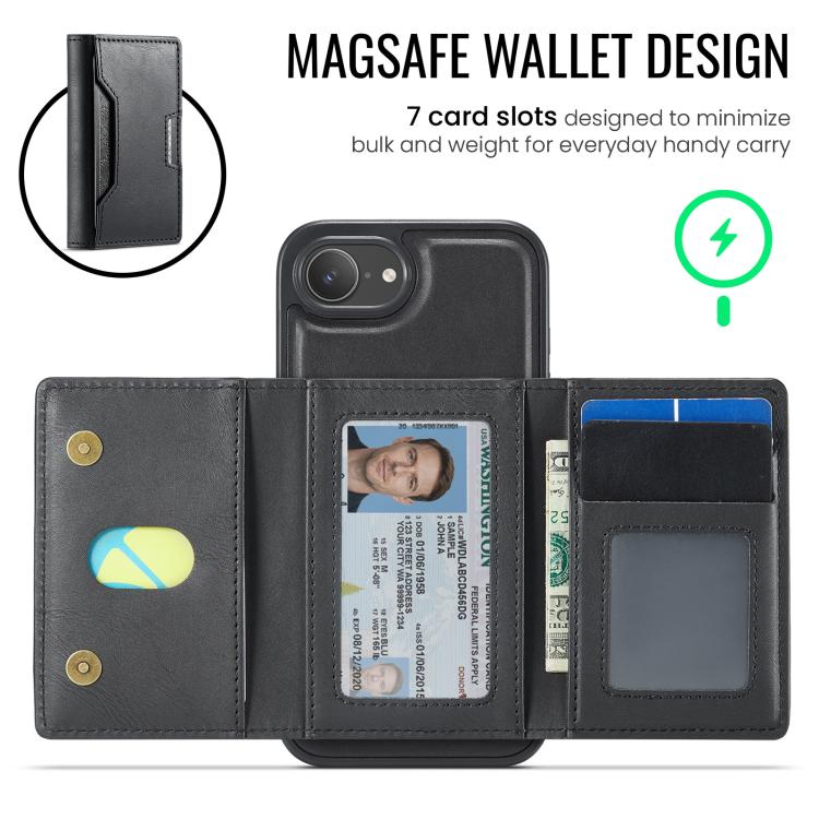 MAGKING K4 Series MagSafe RFID Tri-fold Card Bag Detachable Phone Case, For iPhone 17e / 16e, For iPhone 17 Pro Max, For iPhone 17 Pro, For iPhone 17
