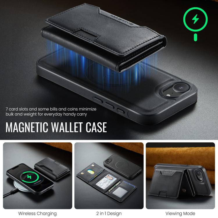 MAGKING K4 Series MagSafe RFID Tri-fold Card Bag Detachable Phone Case, For iPhone 17e / 16e, For iPhone 17 Pro Max, For iPhone 17 Pro, For iPhone 17