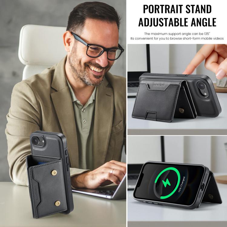 MAGKING K4 Series MagSafe RFID Tri-fold Card Bag Detachable Phone Case, For iPhone 17e / 16e, For iPhone 17 Pro Max, For iPhone 17 Pro, For iPhone 17