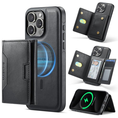 MAGKING K4 Series MagSafe RFID Tri-fold Card Bag Detachable Phone Case, For iPhone 16, For iPhone 15 Pro Max, For iPhone 15 Pro, For iPhone 15 Plus
