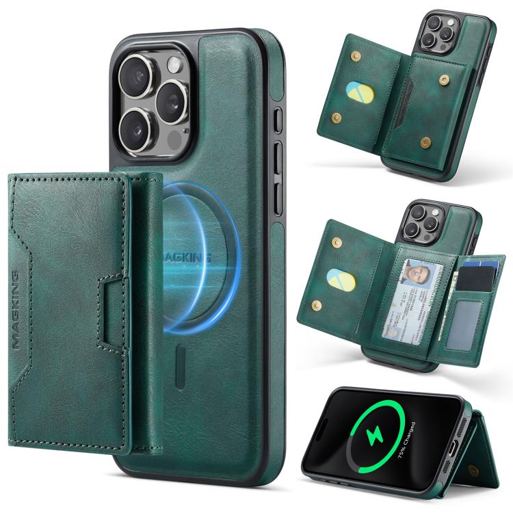 MAGKING K4 Series MagSafe RFID Tri-fold Card Bag Detachable Phone Case, For iPhone 16, For iPhone 15 Pro Max, For iPhone 15 Pro, For iPhone 15 Plus