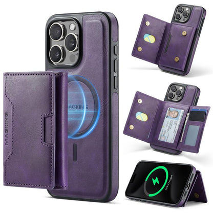 MAGKING K4 Series MagSafe RFID Tri-fold Card Bag Detachable Phone Case, For iPhone 16, For iPhone 15 Pro Max, For iPhone 15 Pro, For iPhone 15 Plus