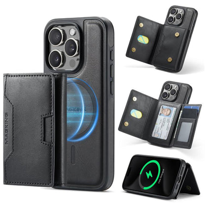 MAGKING K4 Series MagSafe RFID Tri-fold Card Bag Detachable Phone Case, For iPhone 16, For iPhone 15 Pro Max, For iPhone 15 Pro, For iPhone 15 Plus