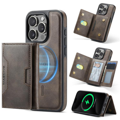 MAGKING K4 Series MagSafe RFID Tri-fold Card Bag Detachable Phone Case, For iPhone 16, For iPhone 15 Pro Max, For iPhone 15 Pro, For iPhone 15 Plus