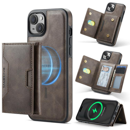 MAGKING K4 Series MagSafe RFID Tri-fold Card Bag Detachable Phone Case, For iPhone 16, For iPhone 15 Pro Max, For iPhone 15 Pro, For iPhone 15 Plus