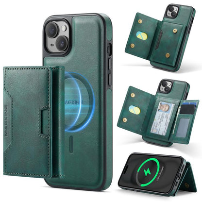 MAGKING K4 Series MagSafe RFID Tri-fold Card Bag Detachable Phone Case, For iPhone 16, For iPhone 15 Pro Max, For iPhone 15 Pro, For iPhone 15 Plus