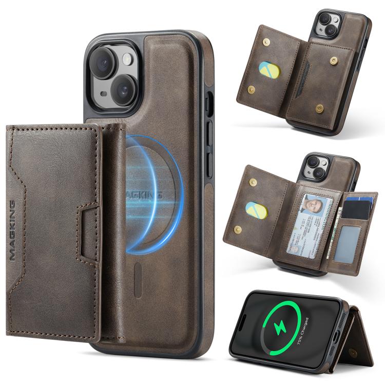 MAGKING K4 Series MagSafe RFID Tri-fold Card Bag Detachable Phone Case, For iPhone 15, For iPhone 14 Plus, For iPhone 14, For iPhone 14 Pro