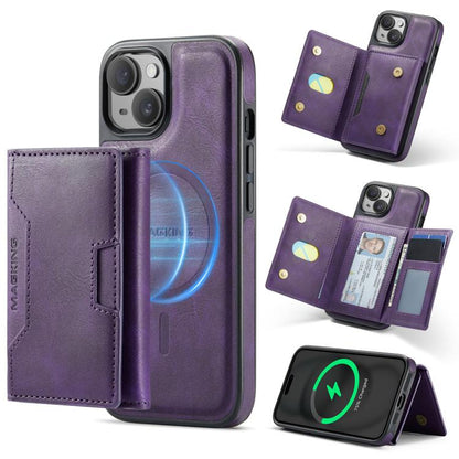 MAGKING K4 Series MagSafe RFID Tri-fold Card Bag Detachable Phone Case, For iPhone 15, For iPhone 14 Plus, For iPhone 14, For iPhone 14 Pro