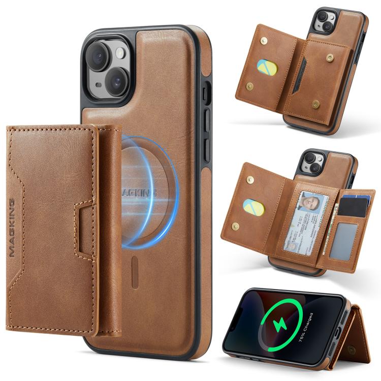 MAGKING K4 Series MagSafe RFID Tri-fold Card Bag Detachable Phone Case, For iPhone 15, For iPhone 14 Plus, For iPhone 14, For iPhone 14 Pro