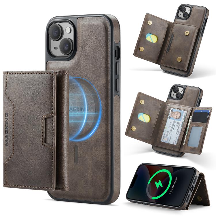 MAGKING K4 Series MagSafe RFID Tri-fold Card Bag Detachable Phone Case, For iPhone 15, For iPhone 14 Plus, For iPhone 14, For iPhone 14 Pro