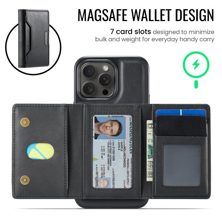 MAGKING K4 Series MagSafe RFID Tri-fold Card Bag Detachable Phone Case, For iPhone 14 Pro Max