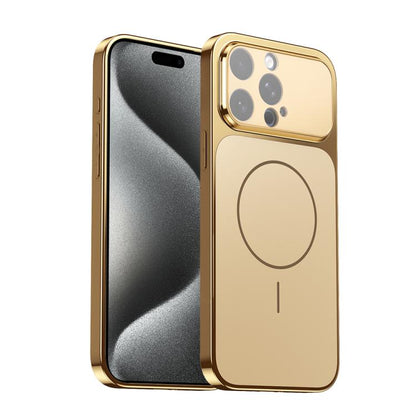 Corning Glass Plating Large Window MagSafe Phone Case, For iPhone 16 Pro Max, For iPhone 16 Pro, For iPhone 16, For iPhone 15 Pro Max